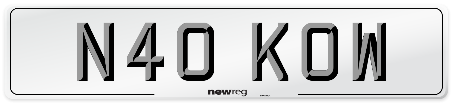 N40 KOW Number Plate from New Reg